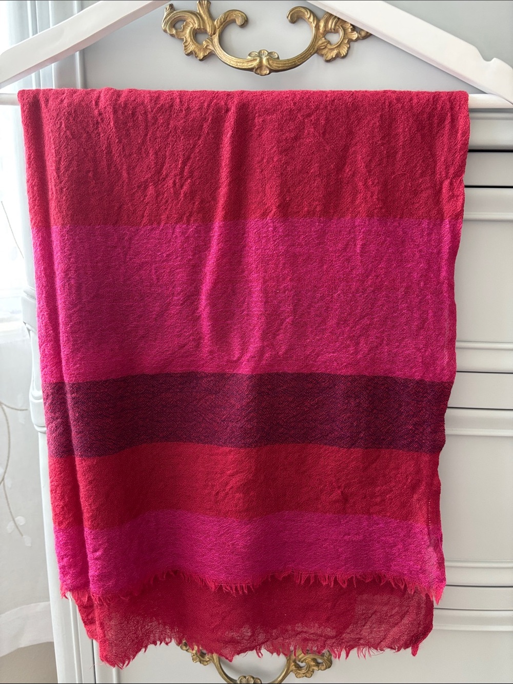 LL Bean Wool Lightweight Scarf Shawl red purple violet pink